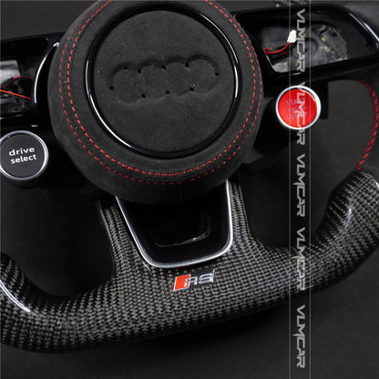 Private custom carbon fiber steering wheel with LED display for audi A3/A4/A5/S/RS/s-line/with R8 Engine Start Stop Drive select switch button