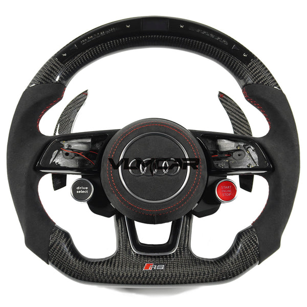 Private custom carbon fiber steering wheel with LED display for audi A3/A4/A5/S/RS/s-line/with R8 Engine Start Stop Drive select switch button