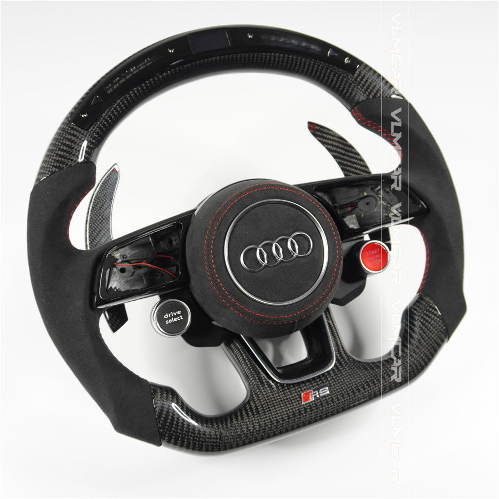 Private custom carbon fiber steering wheel with LED display for audi A3/A4/A5/S/RS/s-line/with R8 Engine Start Stop Drive select switch button