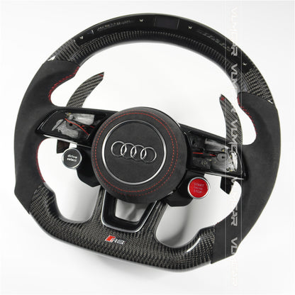 Private custom carbon fiber steering wheel with LED display for audi A3/A4/A5/S/RS/s-line/with R8 Engine Start Stop Drive select switch button