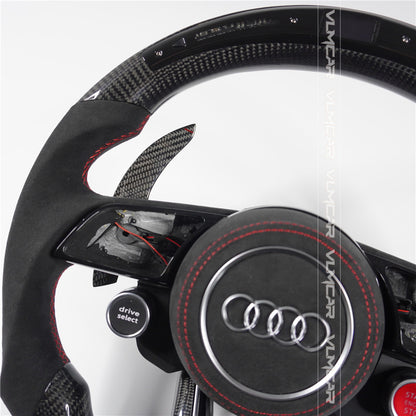 Private custom carbon fiber steering wheel with LED display for audi A3/A4/A5/S/RS/s-line/with R8 Engine Start Stop Drive select switch button