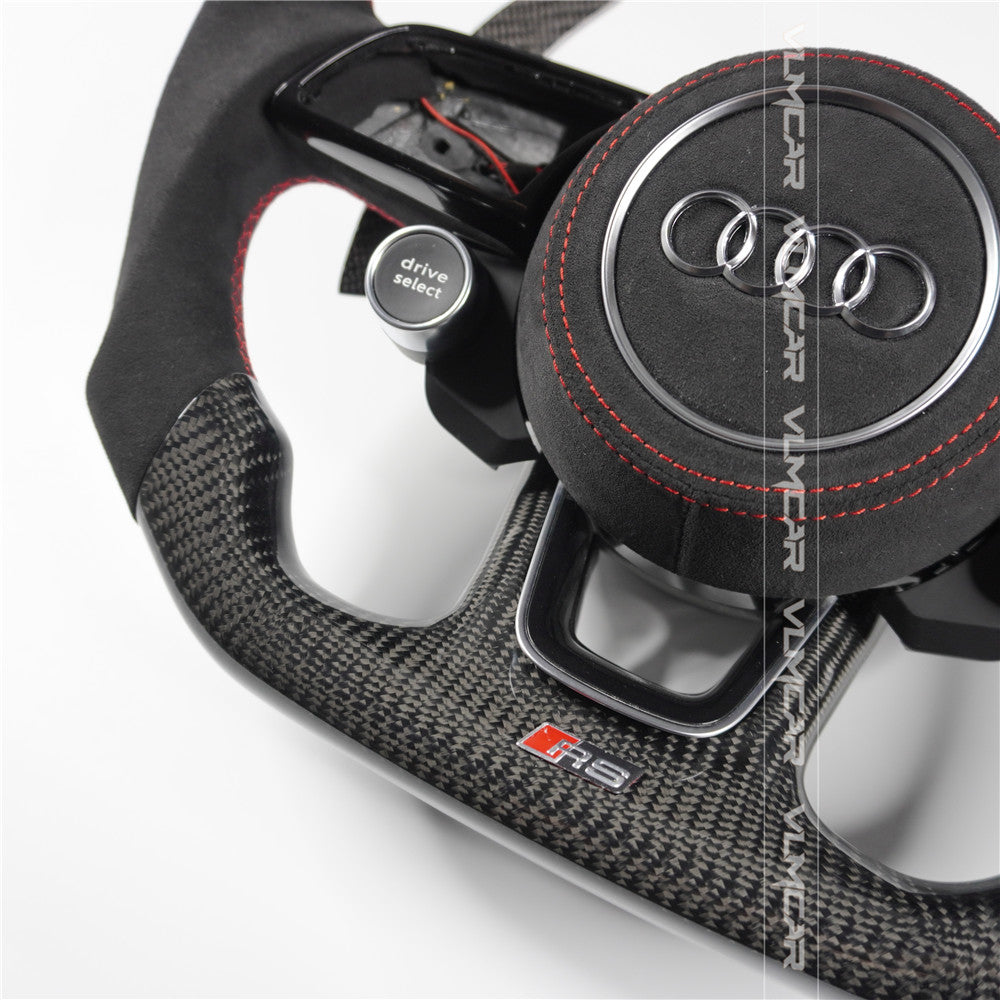 Private custom carbon fiber steering wheel with LED display for audi A3/A4/A5/S/RS/s-line/with R8 Engine Start Stop Drive select switch button