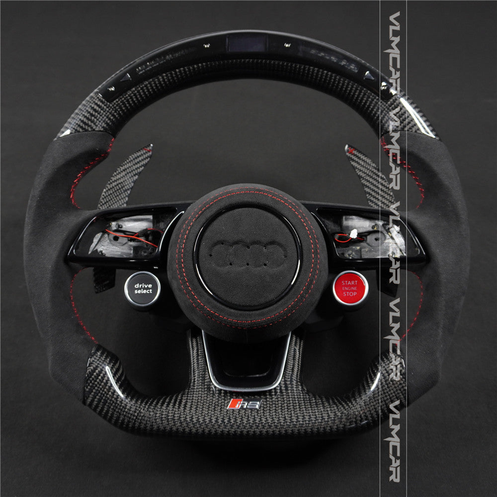 Private custom carbon fiber steering wheel with LED display for audi A3/A4/A5/S/RS/s-line/with R8 Engine Start Stop Drive select switch button