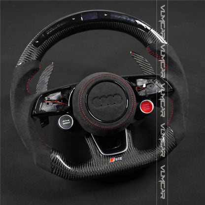 Private custom carbon fiber steering wheel with LED display for audi A3/A4/A5/S/RS/s-line/with R8 Engine Start Stop Drive select switch button