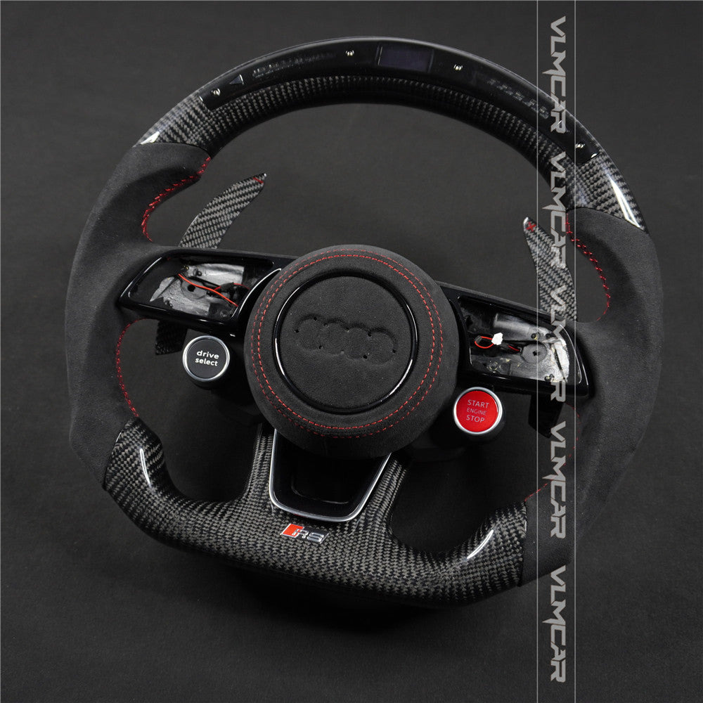 Private custom carbon fiber steering wheel with LED display for audi A3/A4/A5/S/RS/s-line/with R8 Engine Start Stop Drive select switch button