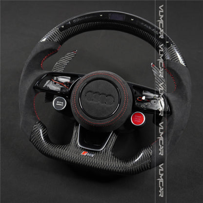 Private custom carbon fiber steering wheel with LED display for audi A3/A4/A5/S/RS/s-line/with R8 Engine Start Stop Drive select switch button