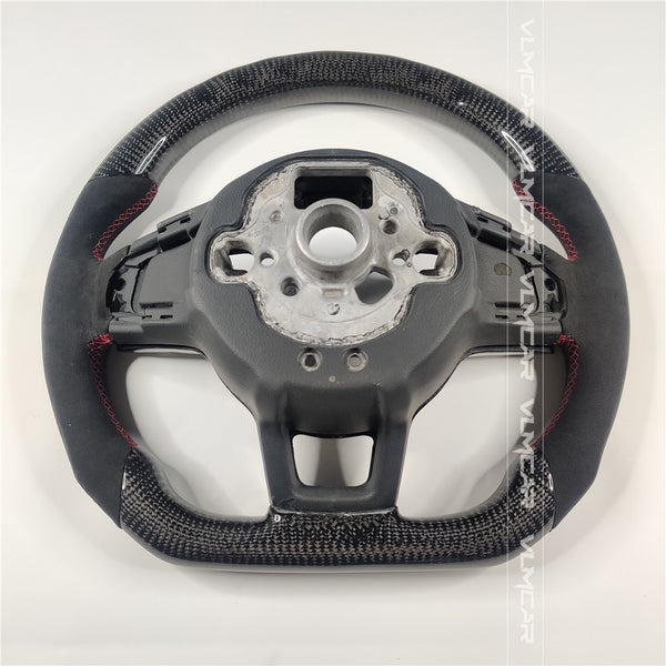 Private custom carbon fiber steering wheel with suede for vw golf mk7/7.5/with GTI logo