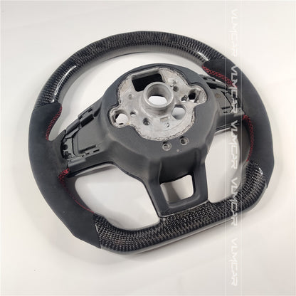 Private custom carbon fiber steering wheel with suede for vw golf mk7/7.5/with GTI logo