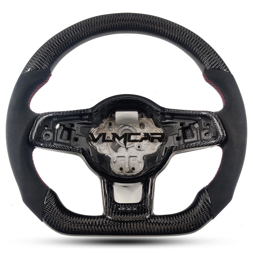 Private custom carbon fiber steering wheel with suede for vw golf mk7/7.5/with GTI logo