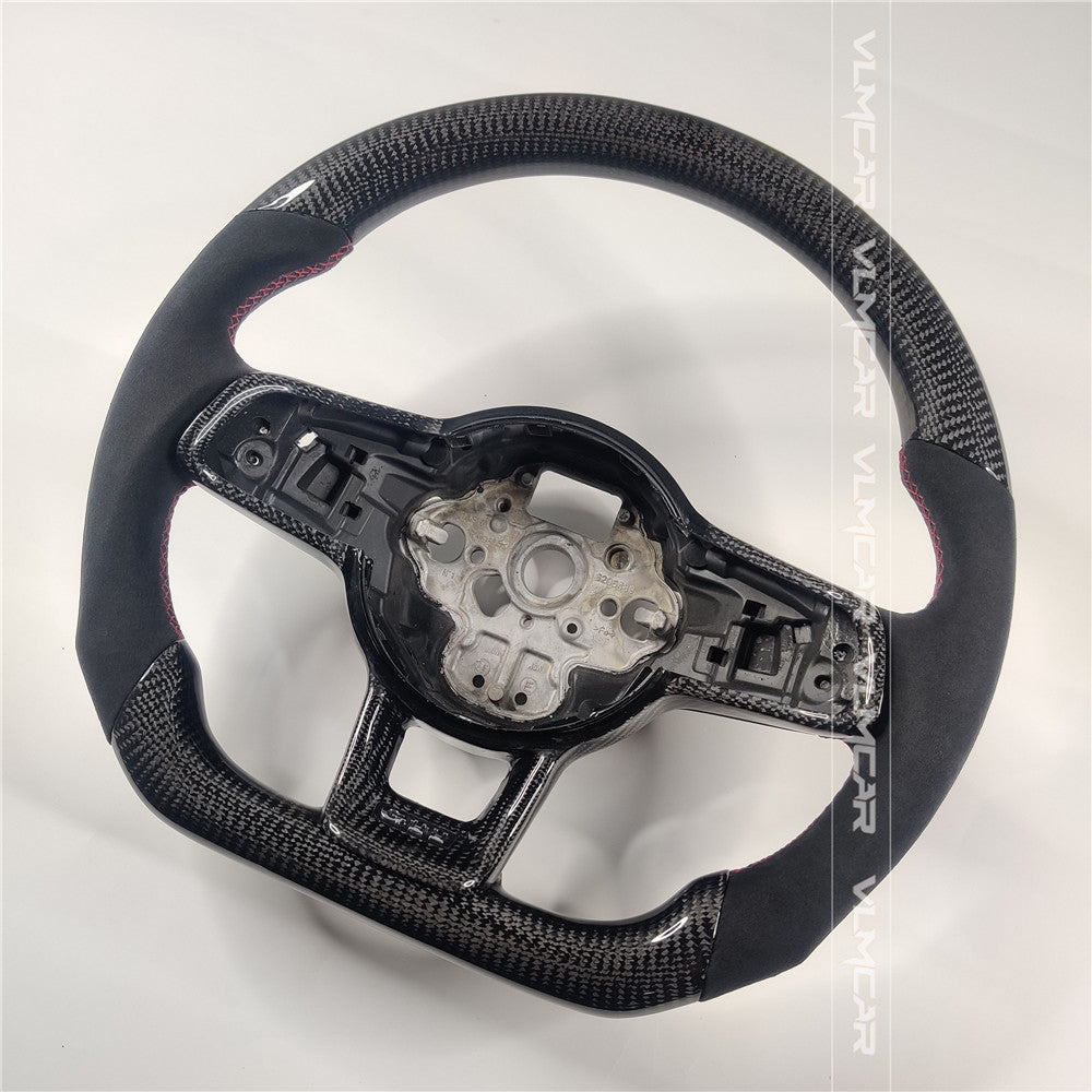 Private custom carbon fiber steering wheel with suede for vw golf mk7/7.5/with GTI logo