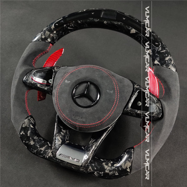 Private custom forged carbon fiber steering wheel for Benz C-class /CLA/GLA/W205 /W117/W176 / With shift LED display
