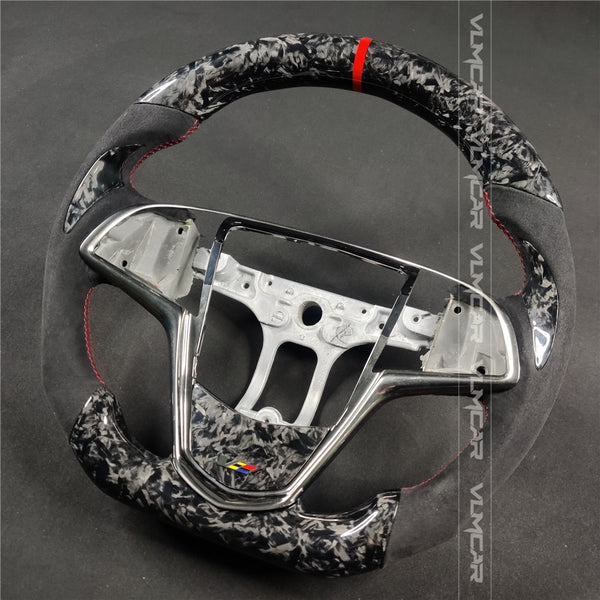 Private custom forged carbon fiber steering wheel for Cadillac ATS/CTS-V3 with alcantara
