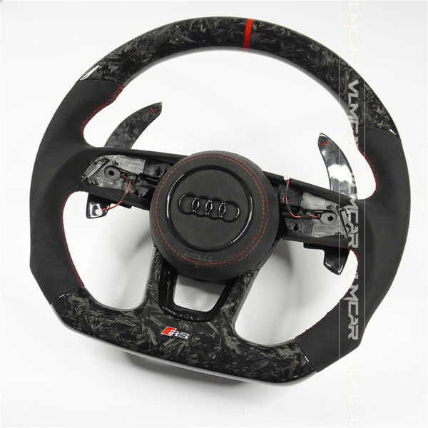 Private custom forged carbon fiber steering wheel with suede for audi A3/A4/A5/S/RS/s-line with airbag cover
