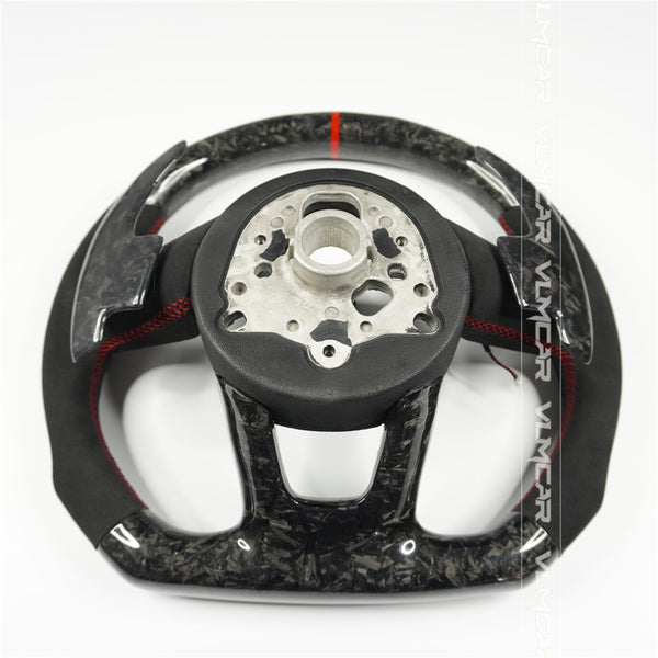 Private custom forged carbon fiber steering wheel with suede for audi A3/A4/A5/S/RS/s-line with airbag cover