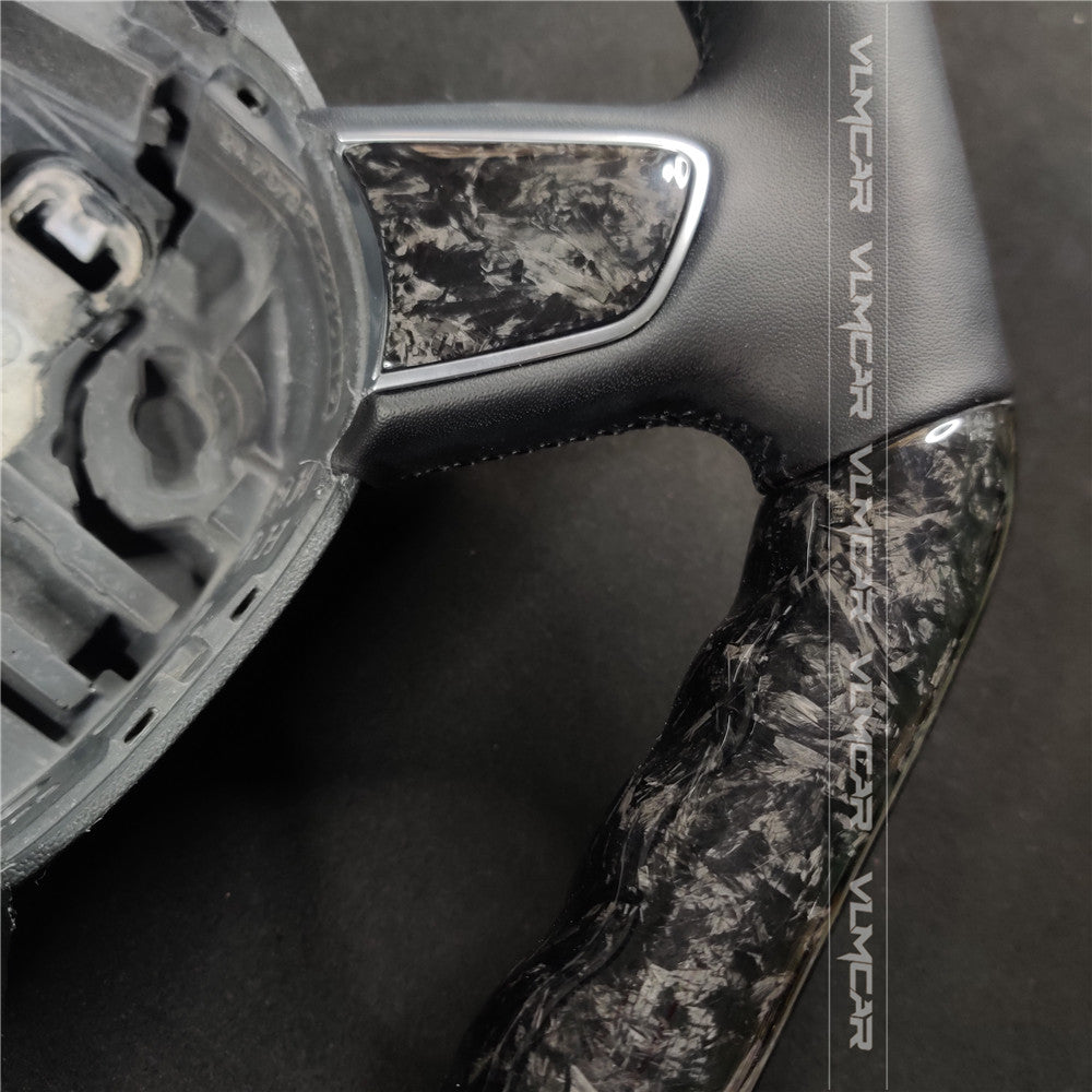 Private custom forged carbon fiber steering wheel with smooth leather for audi A4/S4/RS4