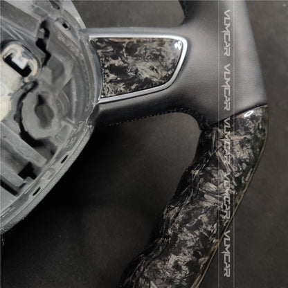 Private custom forged carbon fiber steering wheel with smooth leather for audi A4/S4/RS4