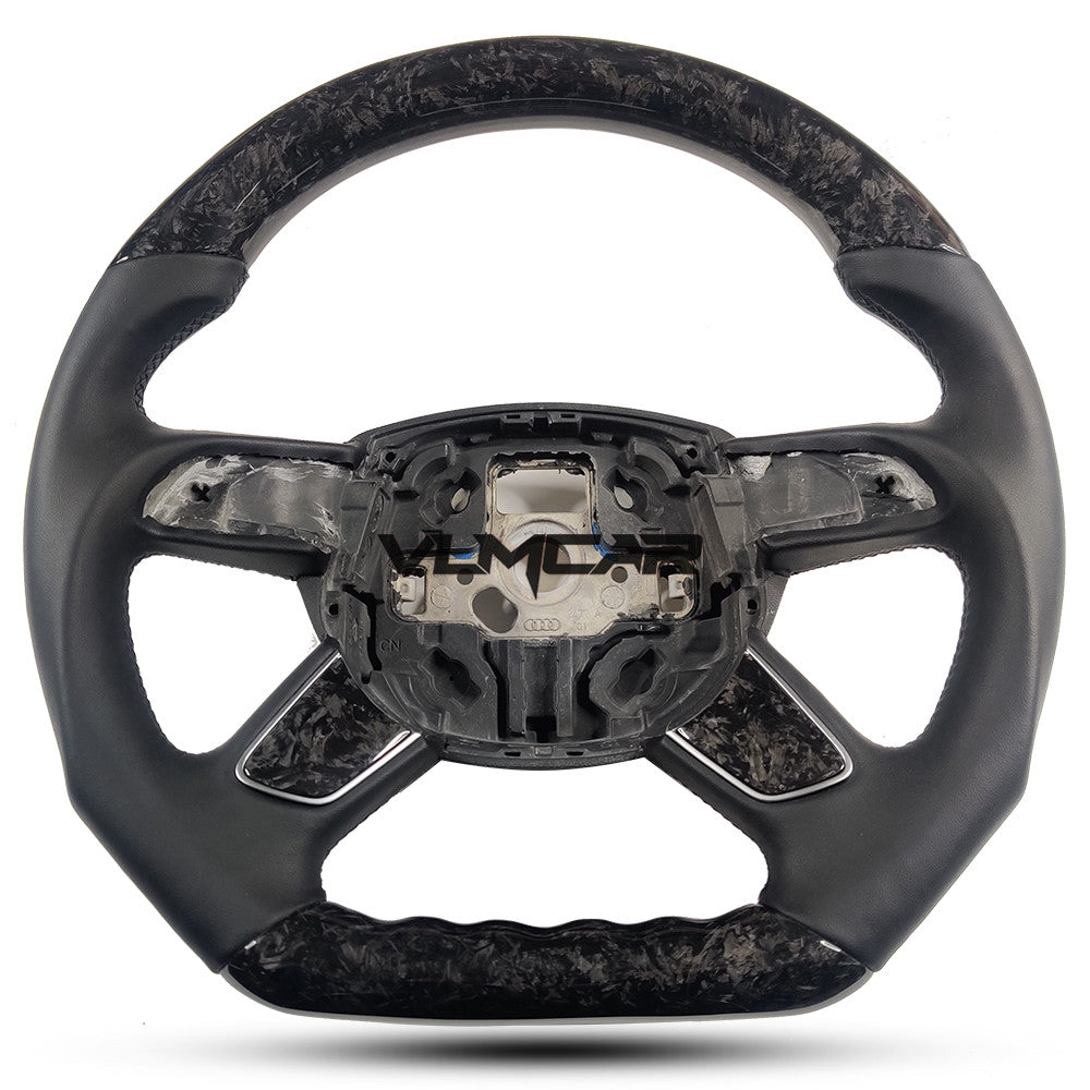 Private custom forged carbon fiber steering wheel with smooth leather for audi A4/S4/RS4