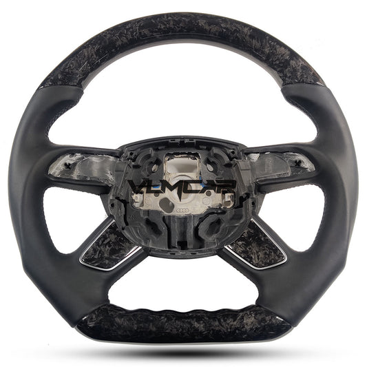 Private custom forged carbon fiber steering wheel with smooth leather for audi A4/S4/RS4