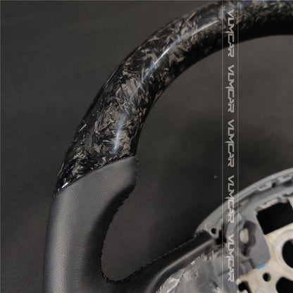 Private custom forged carbon fiber steering wheel with smooth leather for audi A4/S4/RS4