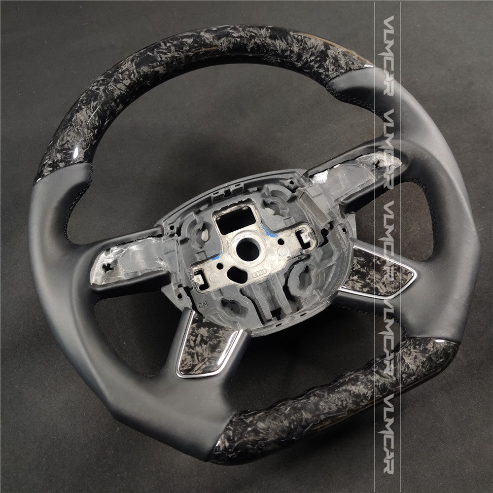 Private custom forged carbon fiber steering wheel with smooth leather for audi A4/S4/RS4