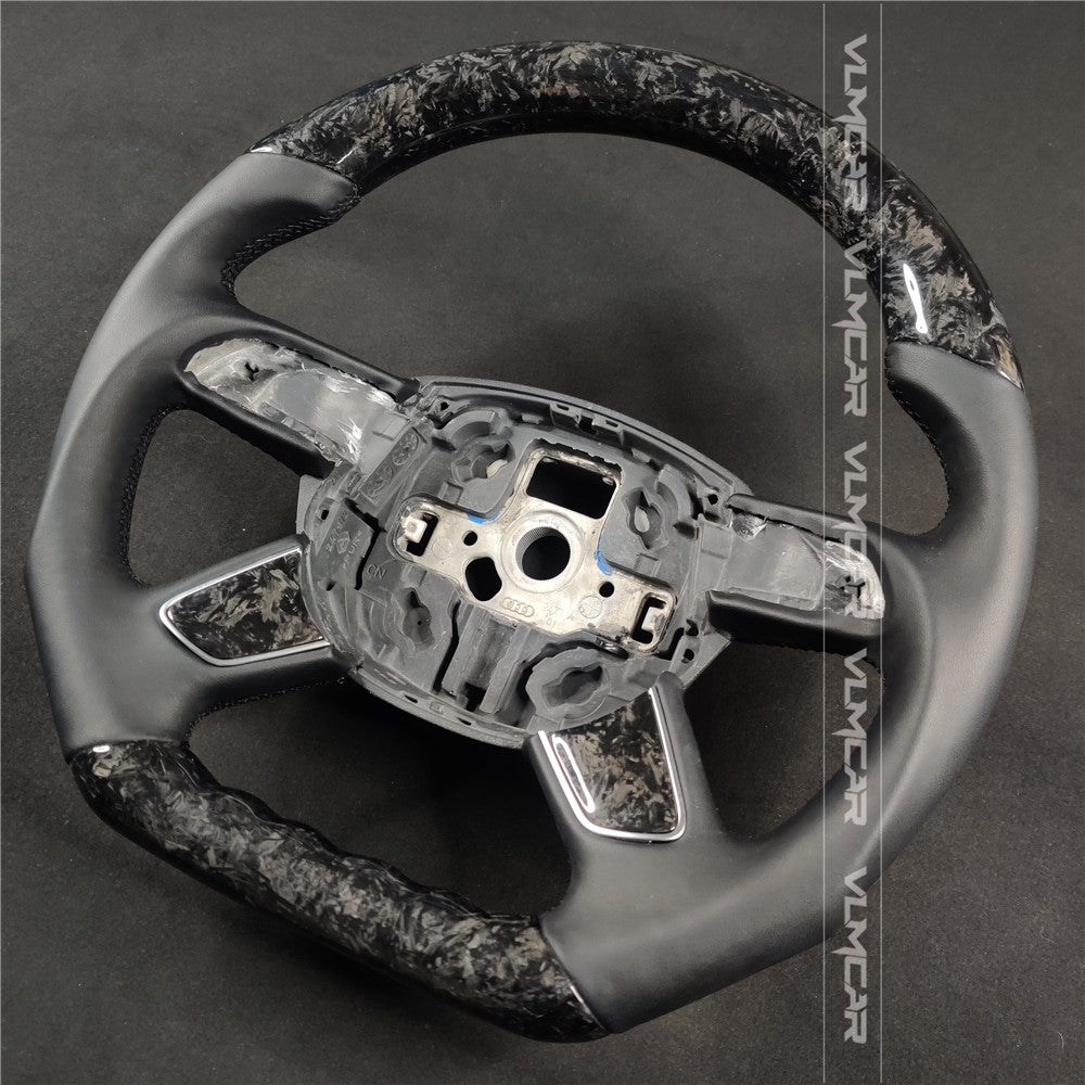 Private custom forged carbon fiber steering wheel with smooth leather for audi A4/S4/RS4