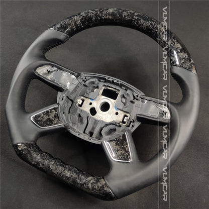 Private custom forged carbon fiber steering wheel with smooth leather for audi A4/S4/RS4