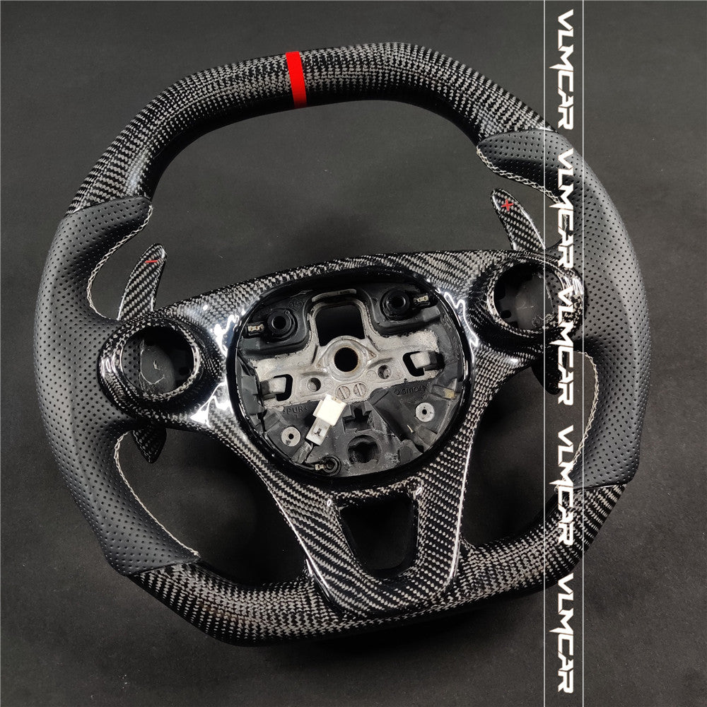 Private custom leather carbon fiber steering wheel for Mercedes benz smart