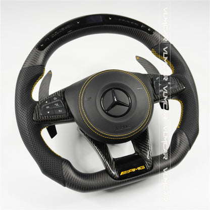 Private custom matte carbon fiber steering wheel for Benz C-class /CLA/GLA/W205 /W117/W176 / With shift LED display