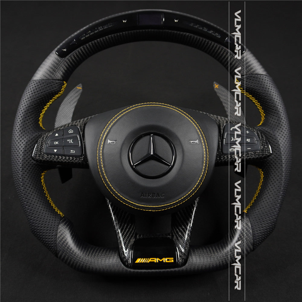 Private custom matte carbon fiber steering wheel for Benz C-class /CLA/GLA/W205 /W117/W176 / With shift LED display