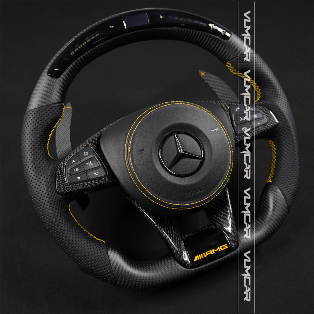 Private custom matte carbon fiber steering wheel for Benz C-class /CLA/GLA/W205 /W117/W176 / With shift LED display