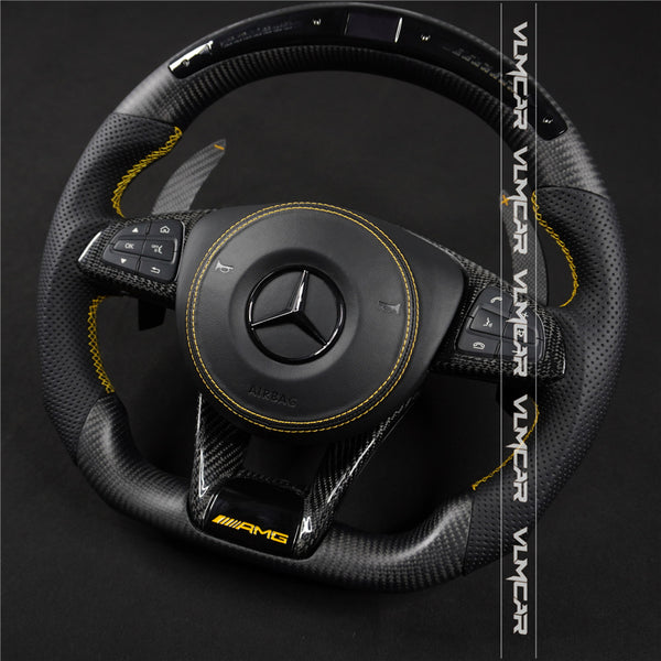 Private custom matte carbon fiber steering wheel for Benz C-class /CLA/GLA/W205 /W117/W176 / With shift LED display