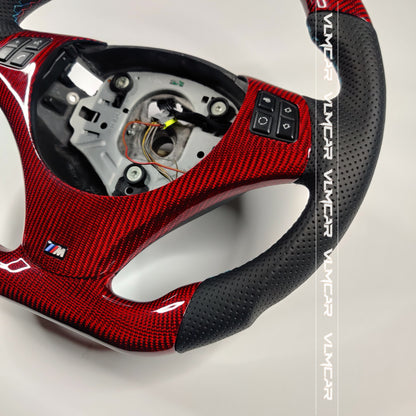 Private custom red carbon fiber steering wheel for bmw 3 series /E90/E92/E93 with carbon shift paddles