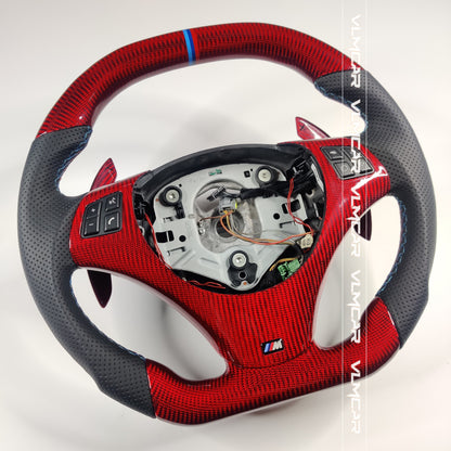 Private custom red carbon fiber steering wheel for bmw 3 series /E90/E92/E93 with carbon shift paddles