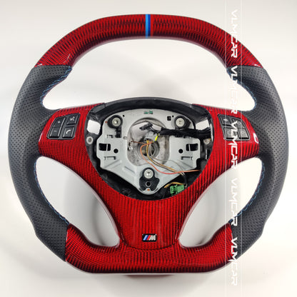 Private custom red carbon fiber steering wheel for bmw 3 series /E90/E92/E93 with carbon shift paddles