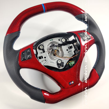 Private custom red carbon fiber steering wheel for bmw 3 series /E90/E92/E93 with carbon shift paddles