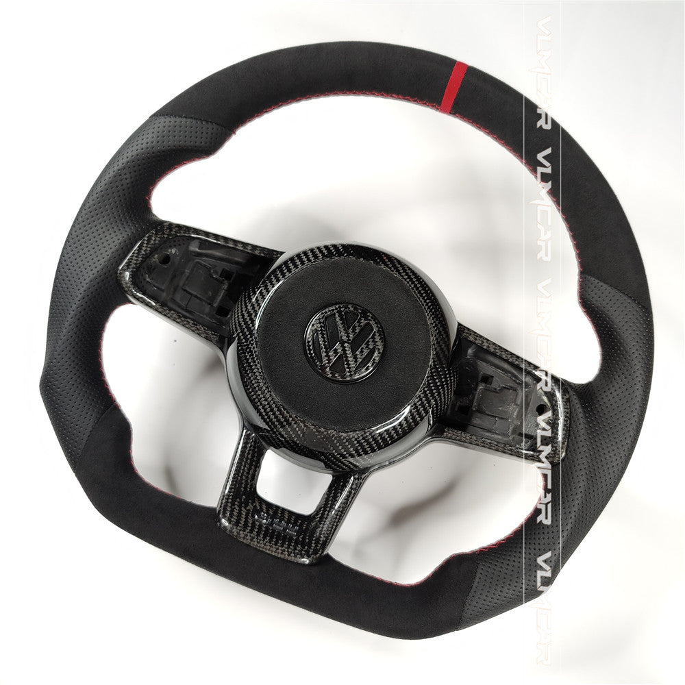 Private custom suede and leather steering wheel For Volkswagen golf 7/ mk7/7.5