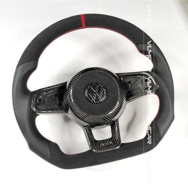 Private custom suede and leather steering wheel For Volkswagen golf 7/ mk7/7.5