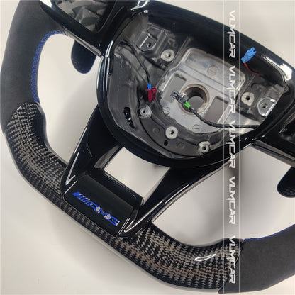 Private custom suede carbon fiber steering wheel for Benz C-class /CLA/GLA/W205 /W117/W176 /with shift paddles