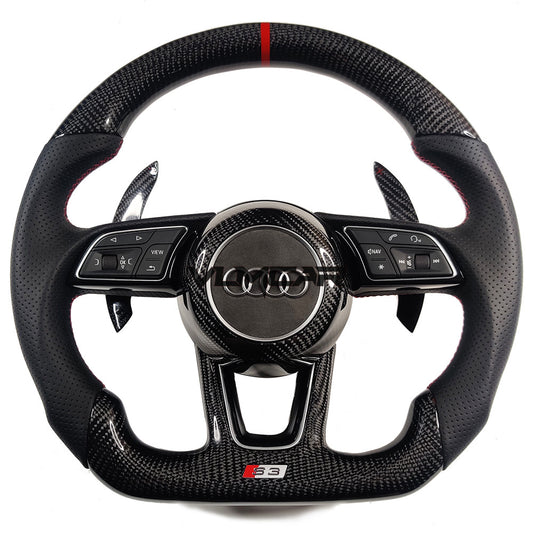 Private custom carbon fiber steering wheel with leather  for audi A3/A4/A5/S/RS/s-line