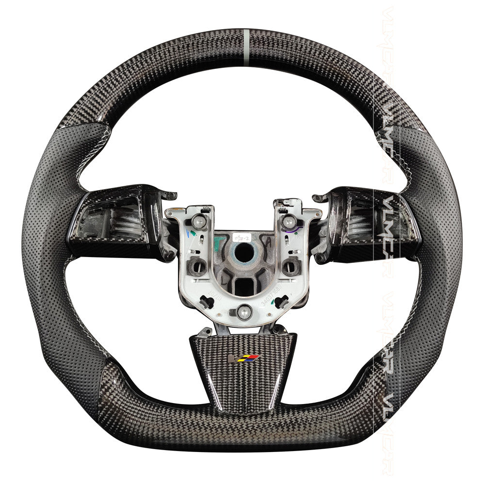 Private custom carbon fiber steering wheel with perforated lether for Cadillac CTS v2 2009-2014