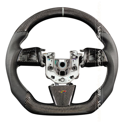 Private custom carbon fiber steering wheel with perforated lether for Cadillac CTS v2 2009-2014