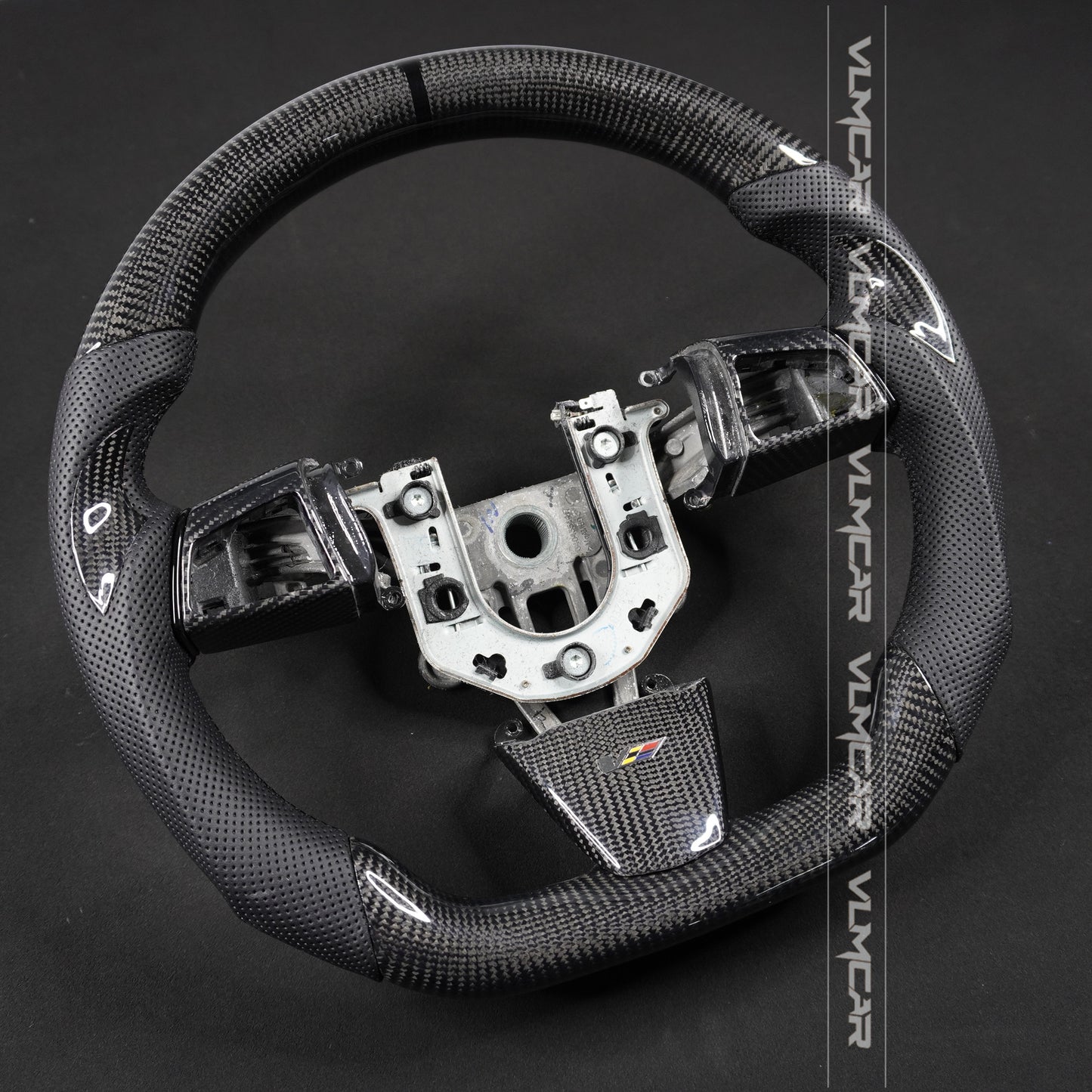 Private custom carbon fiber steering wheel with perforated lether for Cadillac CTS v2 2009-2014