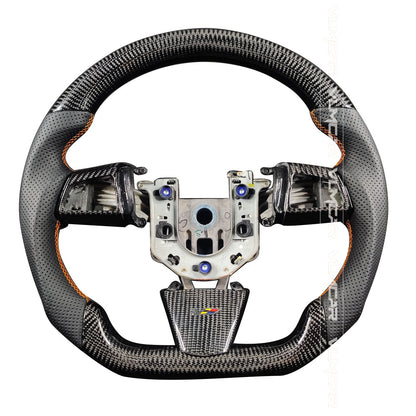 Private custom carbon fiber steering wheel with perforated lether for Cadillac CTS v2 2009-2014