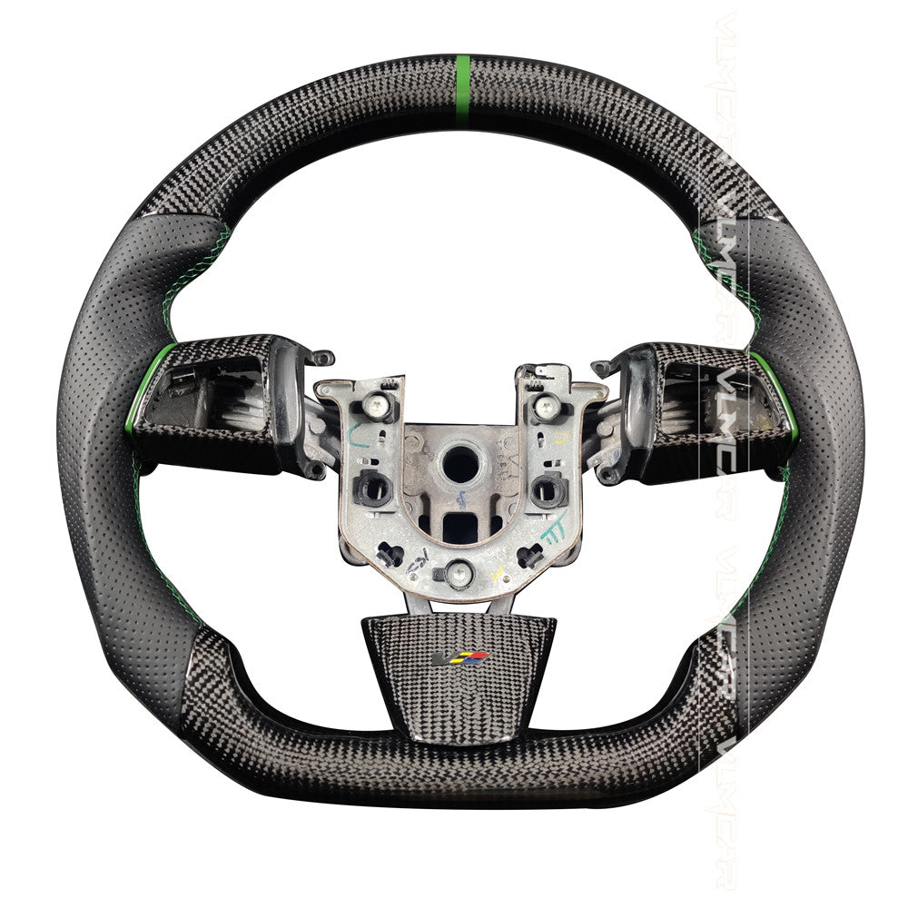 Private custom carbon fiber steering wheel with perforated lether for Cadillac CTS v2 2009-2014