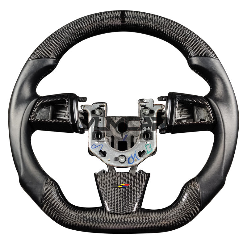 Private custom carbon Fiber steering wheel with smooth leather For Cadillac CTS v2 2009-2014