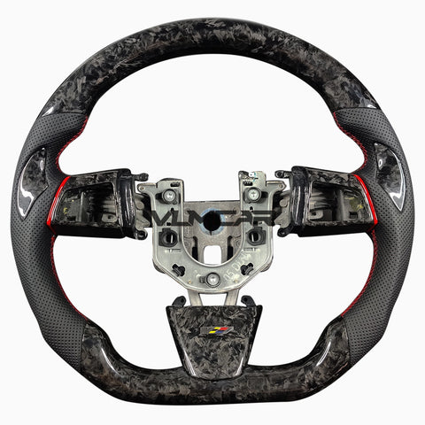 Private custom forged carbon Fiber steering wheel with leather For Cadillac CTS v2 2009-2014