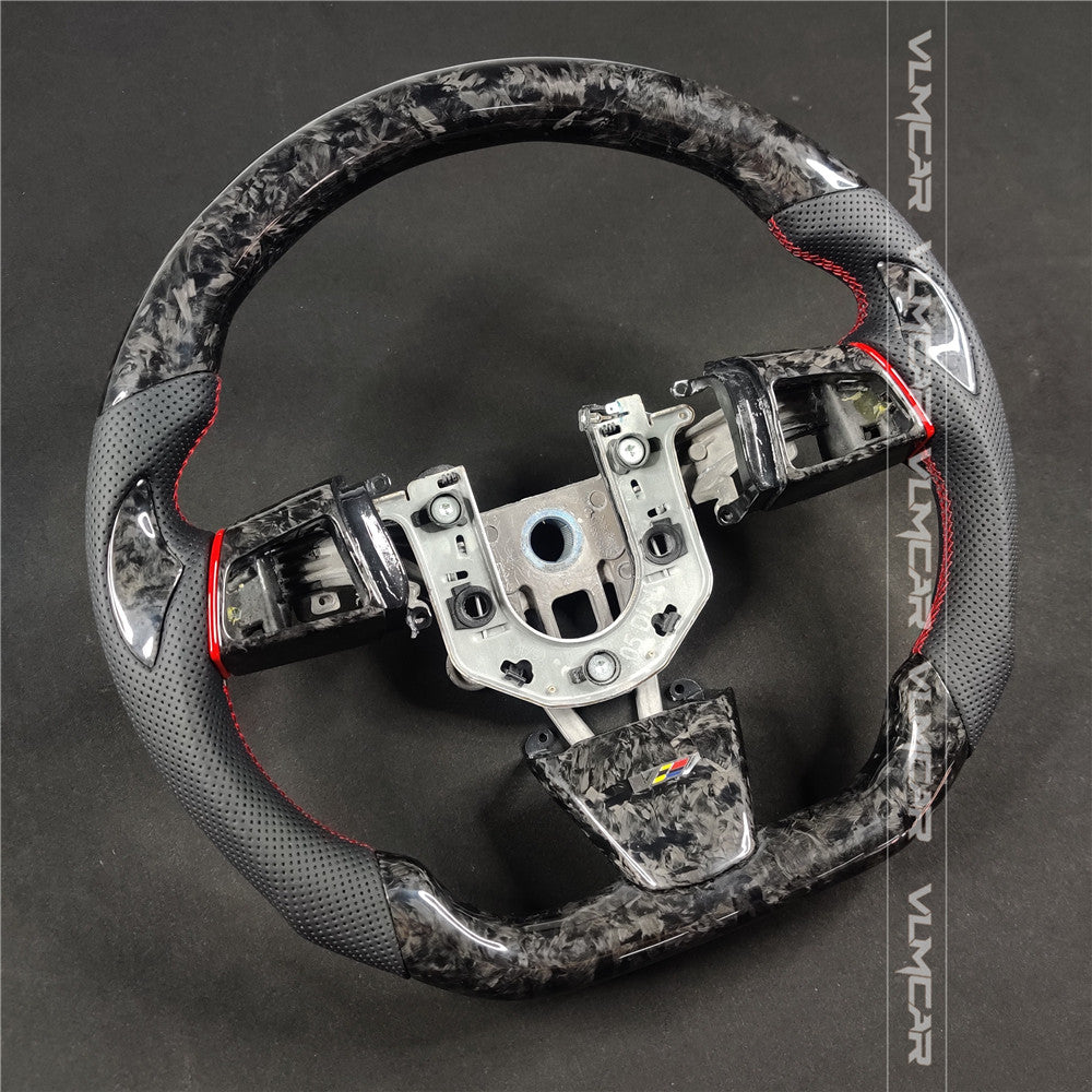 Private custom forged carbon Fiber steering wheel with leather For Cadillac CTS v2 2009-2014