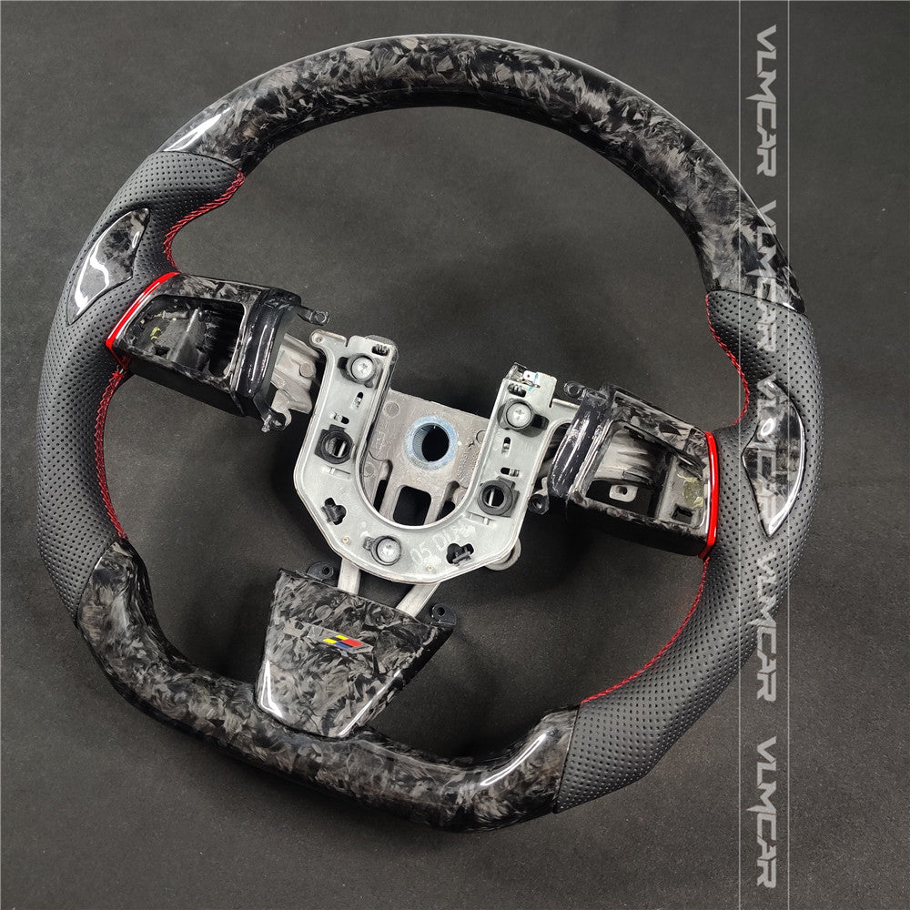 Private custom forged carbon Fiber steering wheel with leather For Cadillac CTS v2 2009-2014