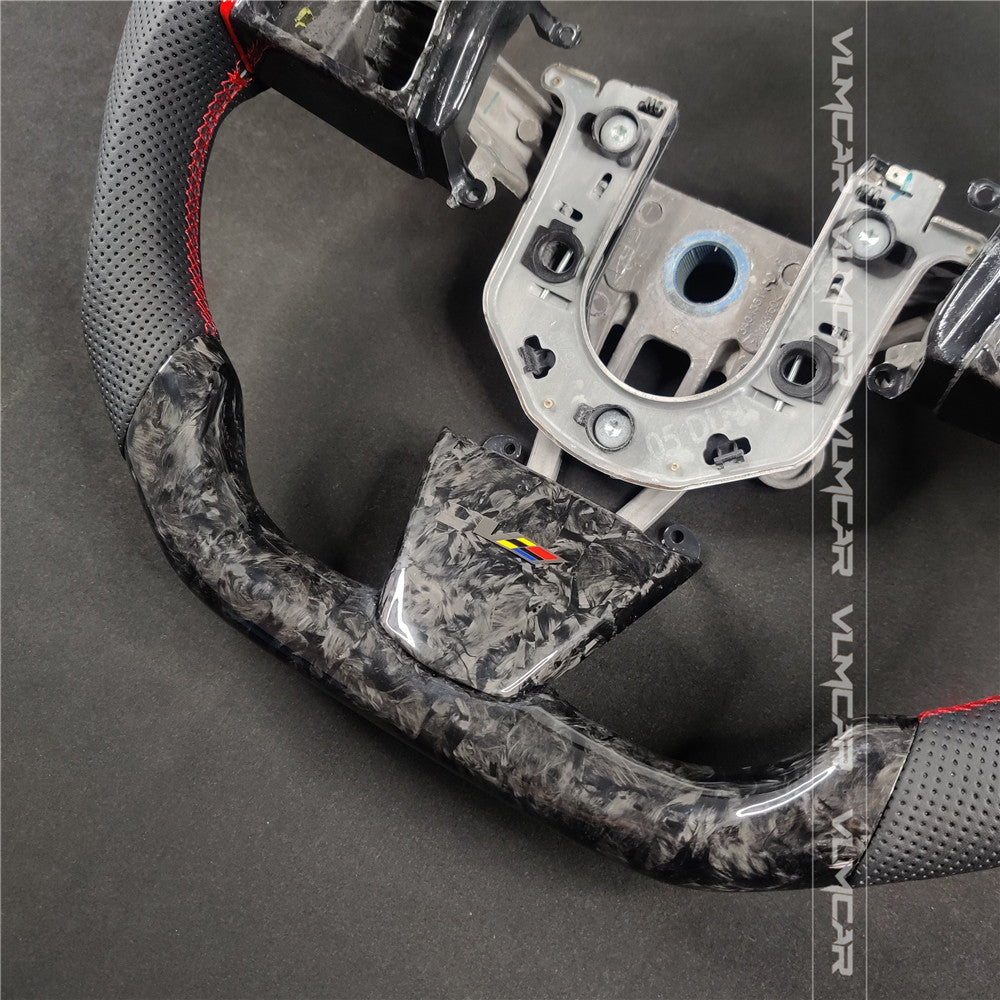 Private custom forged carbon Fiber steering wheel with leather For Cadillac CTS v2 2009-2014