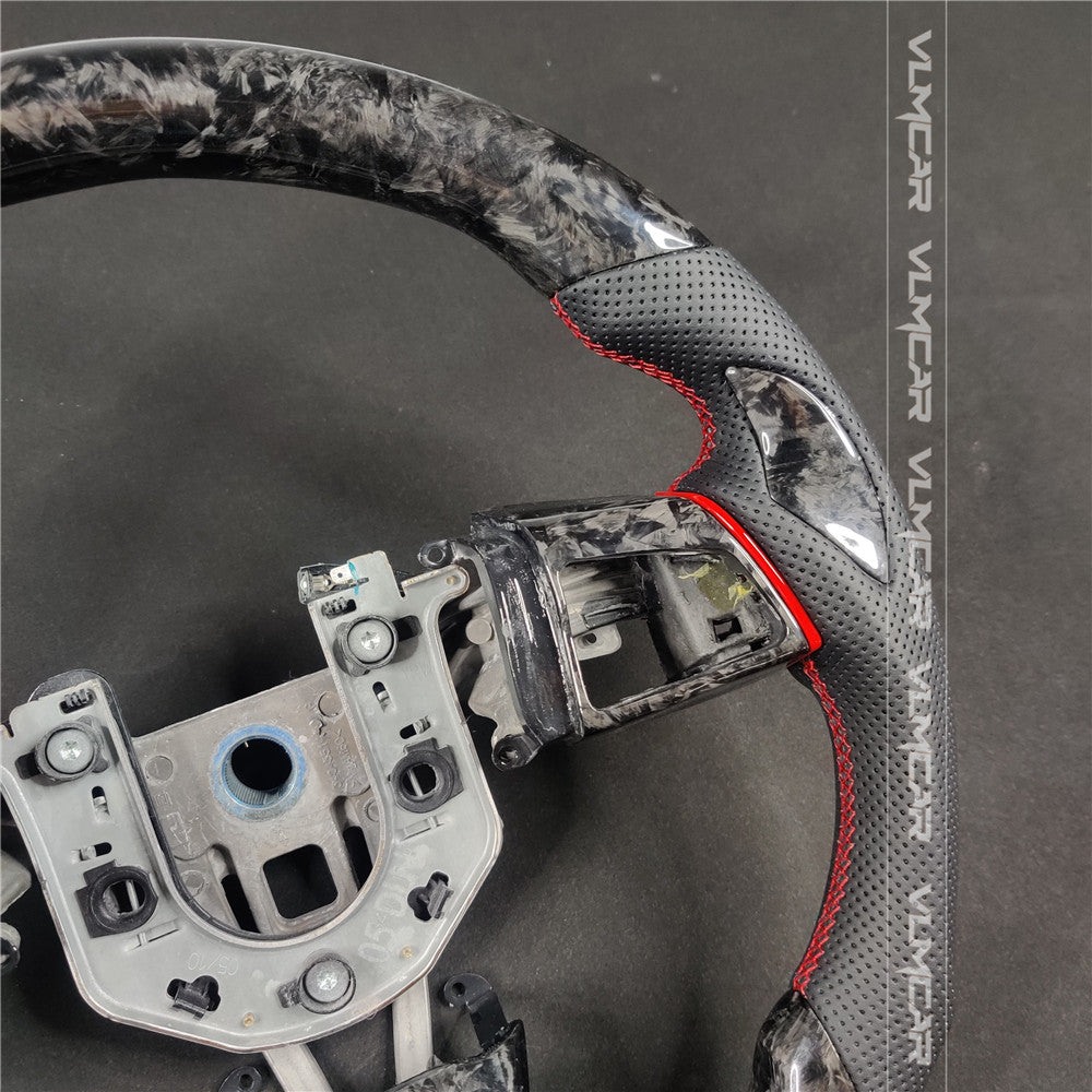 Private custom forged carbon Fiber steering wheel with leather For Cadillac CTS v2 2009-2014